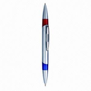 Cheap Plastic Twist-action Ballpoint Pen with Red and Blue Ink at One End wholesale