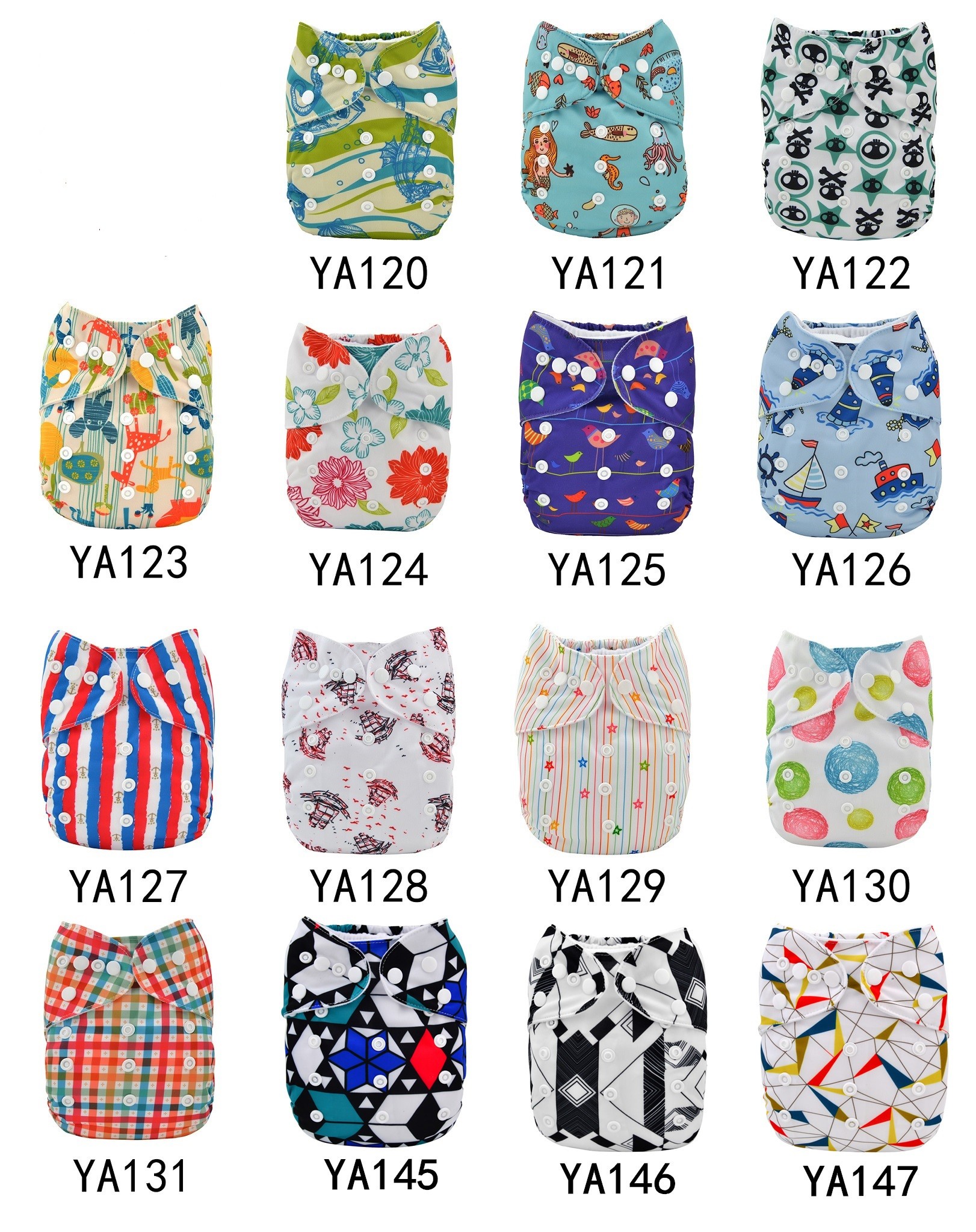 Alva Baby Printed Cloth Diapers with 1pc 3-layers Microfiber Inserts