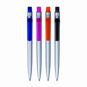 Cheap Plastic Click-action Ballpoint Pens, 13.7cm Length wholesale