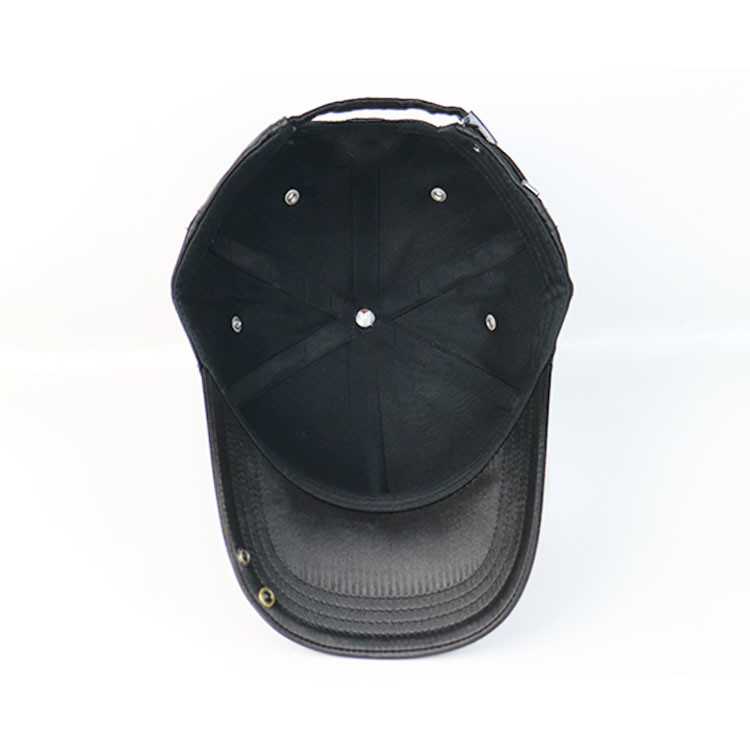 Cheap Small MOQ Soft Silk Customized Black Embroidery Patch metal buckle baseball Hats Caps wholesale