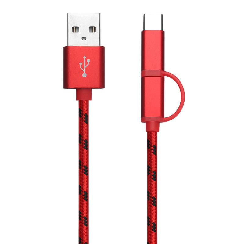 Nylon Braided 3 In 1 Usb Data And Charging Cable With Aluminium Shell Housing for sale