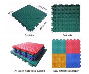 Cheap Clicklock Plastic Indoor Sports Flooring 1.8cm Thickness Open Profile Structure wholesale
