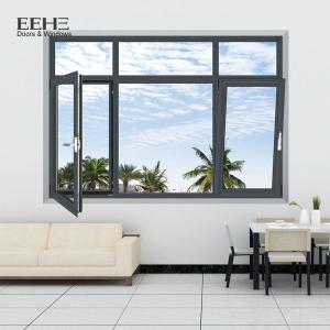 Cheap Swing Dark Brown Aluminium Windows / Hotel Aluminium Casement Windows wholesale