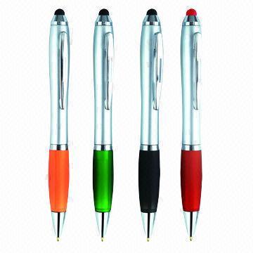 Cheap Stylus Ballpoint Pens, Colored Plastic Grip wholesale