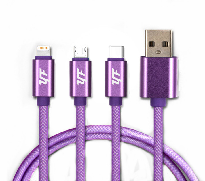 China Fishing Net Mobile USB Cables Three In One Micro Type C Lightning Sync Charging for sale