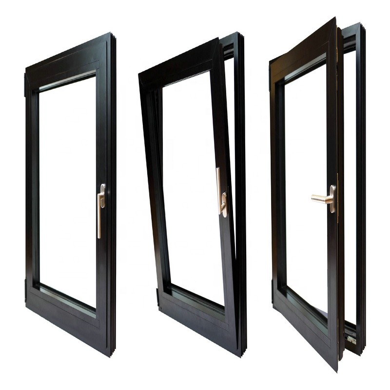 Cheap Double Glazed Aluminium Tilt And Turn Windows Anodized With Gold Handles ISO9001 wholesale