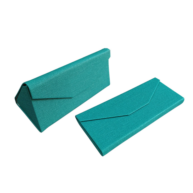 Quality Blue Magnet Closure Folding Triangle Eyeglasses Case Sunglasses Packaging Box for sale