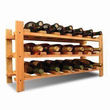 China Sturdy 18-bottle Stackable Wine Rack with Recessed Wooden Dowels for Stacking on sale
