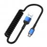 Retractable cell phone cable 1.5m spring mobile phone USB data sync charging cable for sale