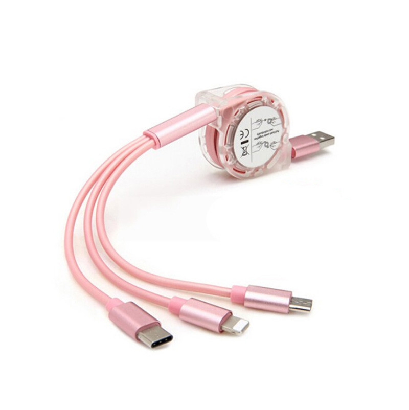 3 in 1 High Speed 3A TPE Phone Charging USB Cable Promotional Gifts for sale