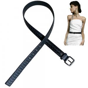 Cheap 7 pin buckle Knitted Leather Belt , Ladies Skinny Belt 1.25In Width wholesale