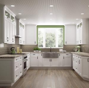 Cheap Paint Door Finish Solid Wood Kitchen Cabinets Solid Wood Material Blum / Dtc Hardware wholesale