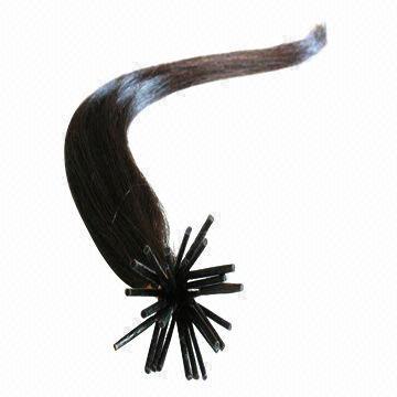 China Stick-Tip/I-Tip Prebonded Remy Hair Extensions, Various Hair Textures are Available in #1 colour  on sale