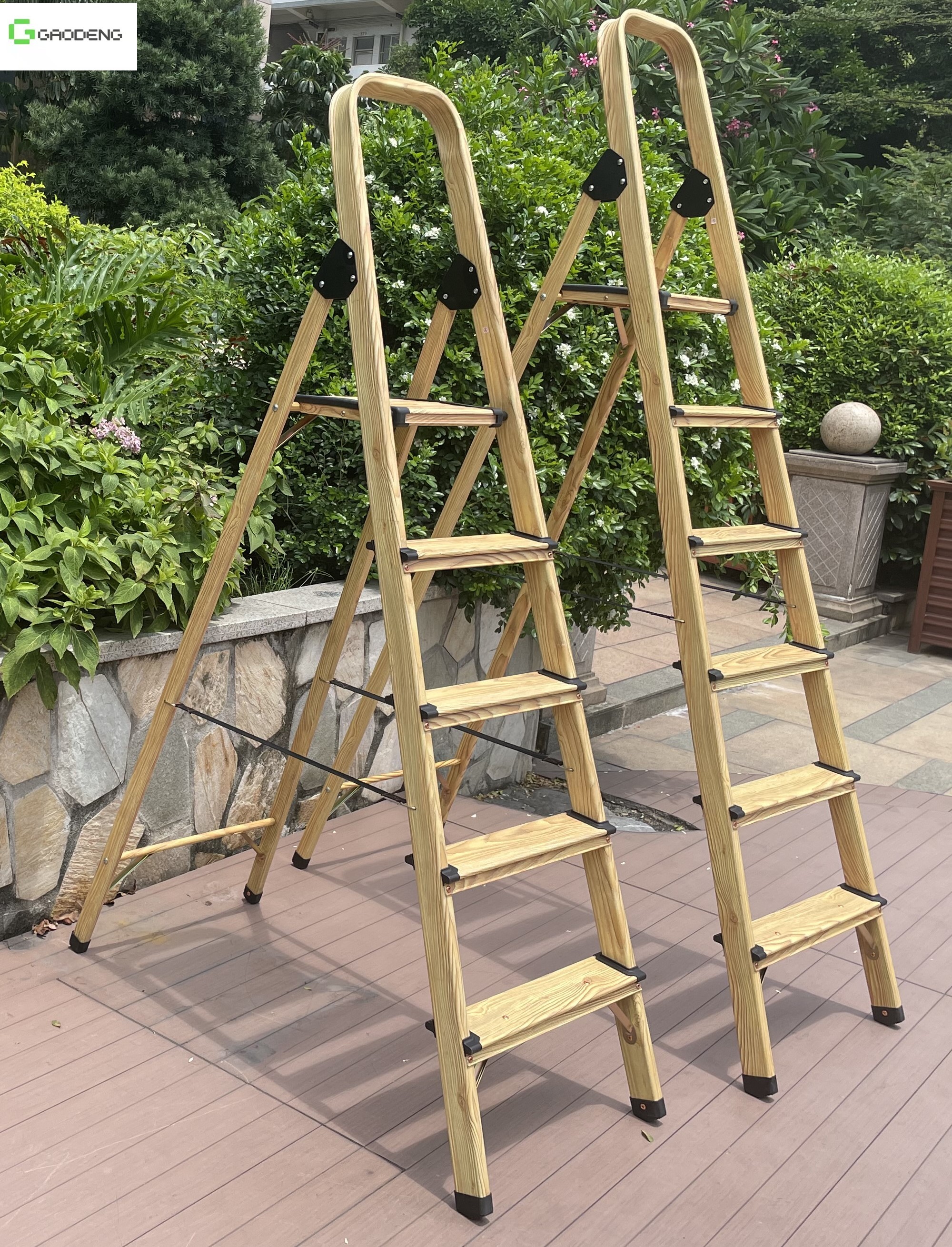 Cheap Wooden 5 Step Aluminium Ladder 1.4mm PVC Plastic Foot Mats wholesale