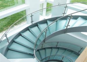 Cheap 316ss Indoor Building Curved Stairs Tempered Glass Railing Top Handrail Customized wholesale