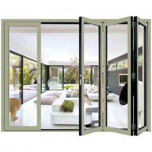 Cheap Patio 6063 Aluminium Glazed Folding Accordion Doors Heat Insulation wholesale