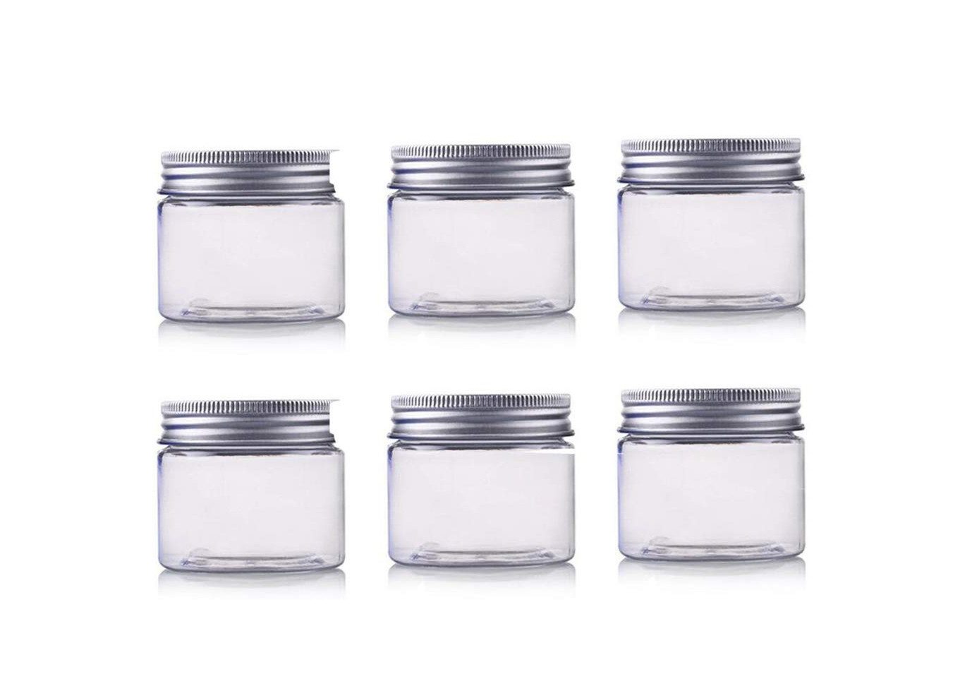 Cheap Plastic PET Empty Cosmetic Containers Jars With Silver Aluminum Lid wholesale