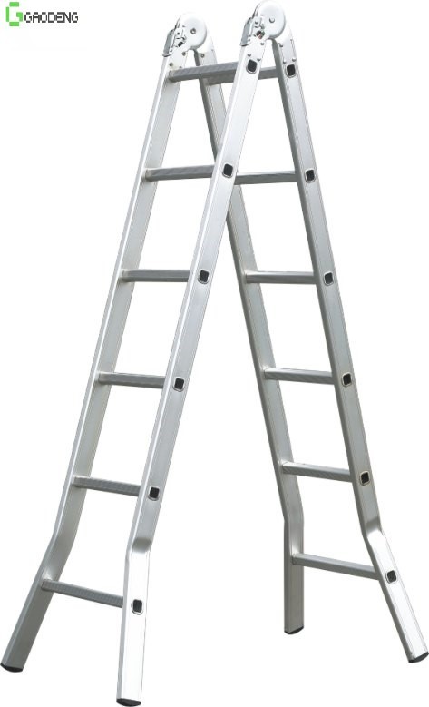 Cheap Outdoor 8 FT Aluminum Ladder Silver Corrosion Resistance 3 Shapes wholesale