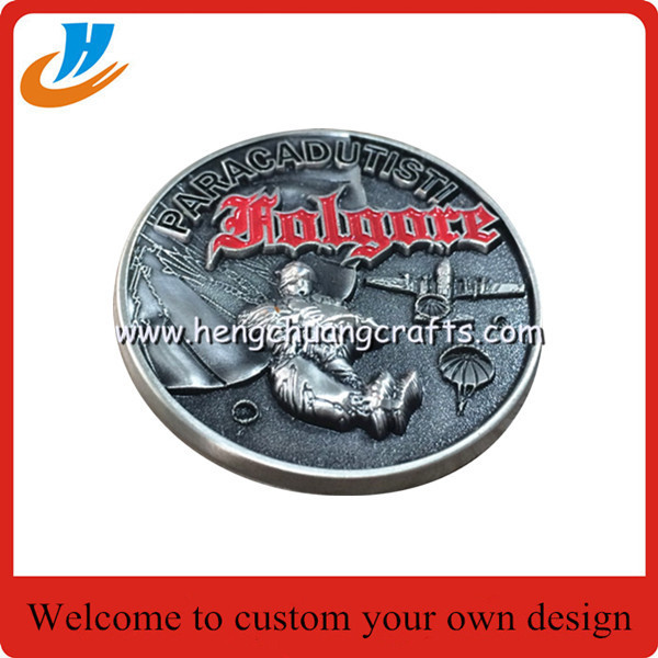 Cheap 3D challenging metal coins,3D alloy die cast metal coin with old silver plated wholesale