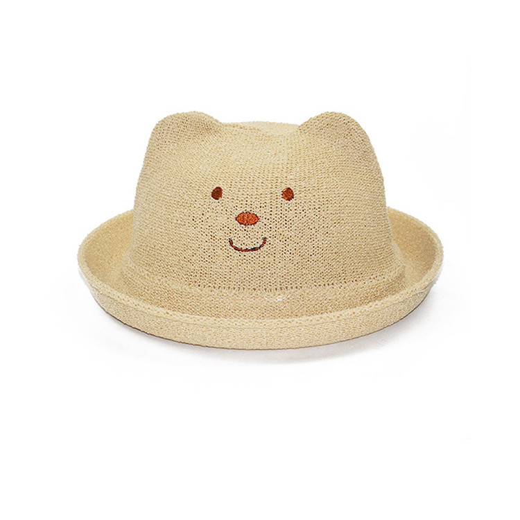 Cheap Korean Version Baby Cat Ears Hat , Kids Summer Hats Straw Material wholesale