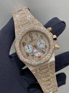 China Iced Out Rhinestones Diamond Quartz Watches Stainless Steel Hip Hop Jewelry on sale