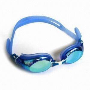 Cheap Mirror Coated Sports Goggles with PC Nose Bridge and Aqua Color Lens wholesale