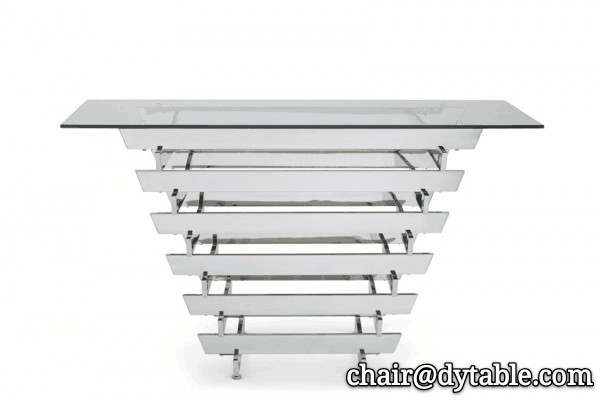 China new style glass metal hallway metal console table stainless steel table on sale