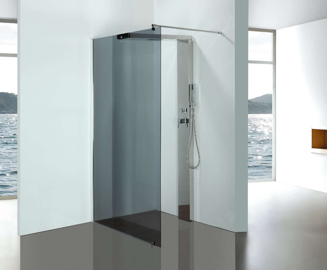 Cheap Grey Glass Bathroom Shower Enclosures With Stainless Steel Shower Column Panels wholesale