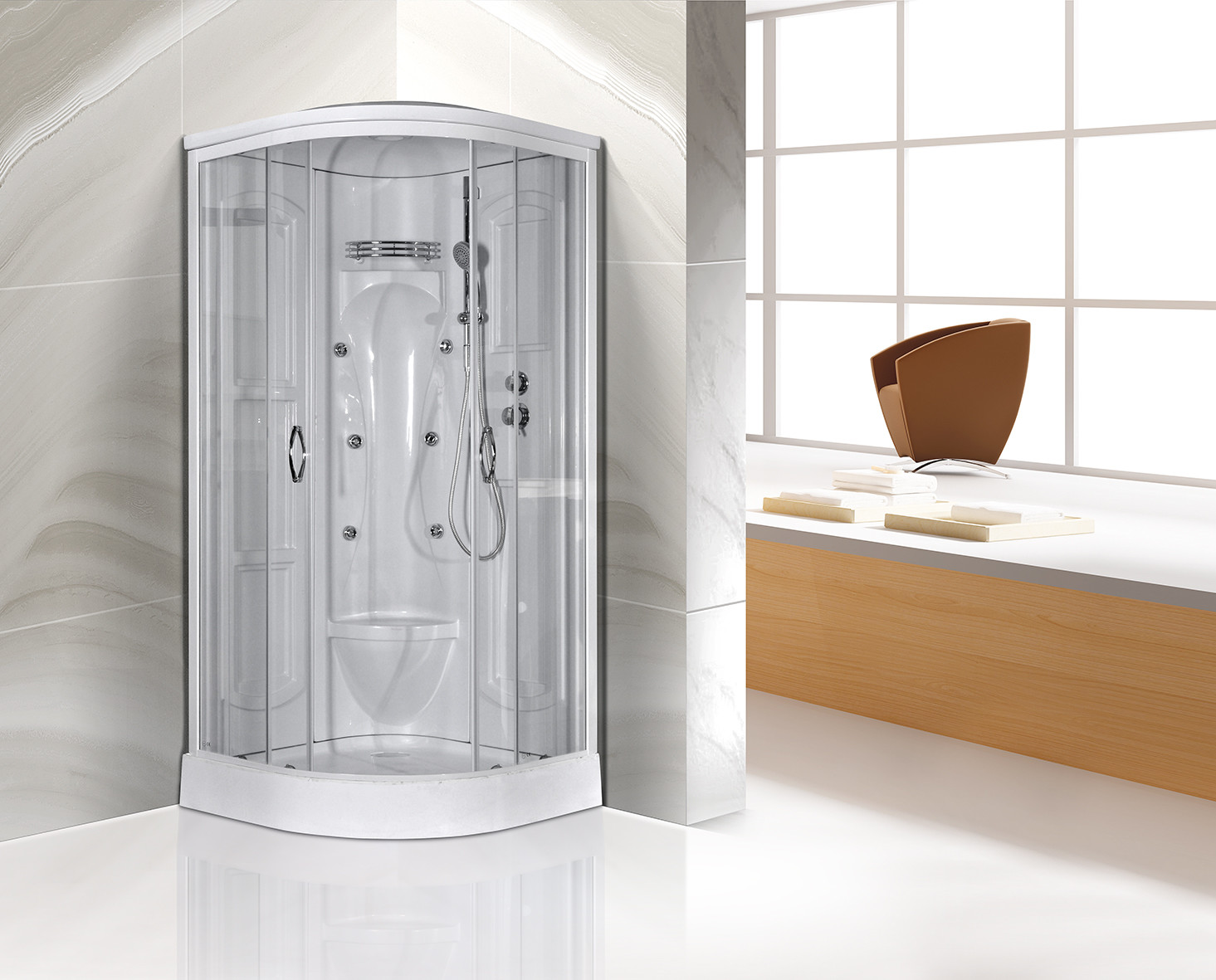 Cheap Transparent Glass Corner Shower Cabins , Corner Entry Shower Enclosure wholesale