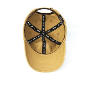 Cheap High quality ACE Wash Material Customized Yellow Unstructured 6panel Printing ACE logo baseball Hats Caps wholesale