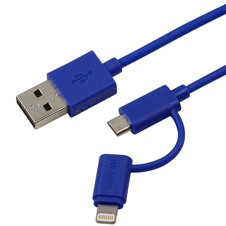Durable All In One Charging Cable , 2 In 1 Micro Usb Lightning Cable For Samsung Galaxy for sale