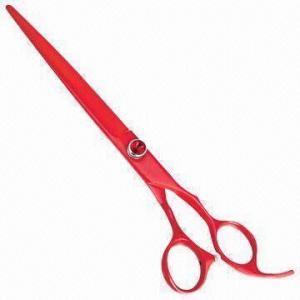 Cheap SUS440C Stainless Steel Pet Shear, Red Teflon Coating for Dog Grooming Tool, Convex Edge Blade wholesale
