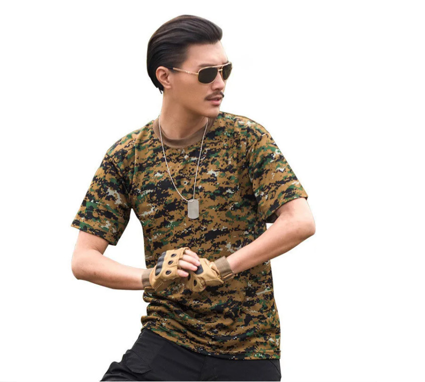 Cheap Camouflage short sleeved men's summer quick drying T-shirt outdoor physical training clothing Tactical T-shirt wholesale