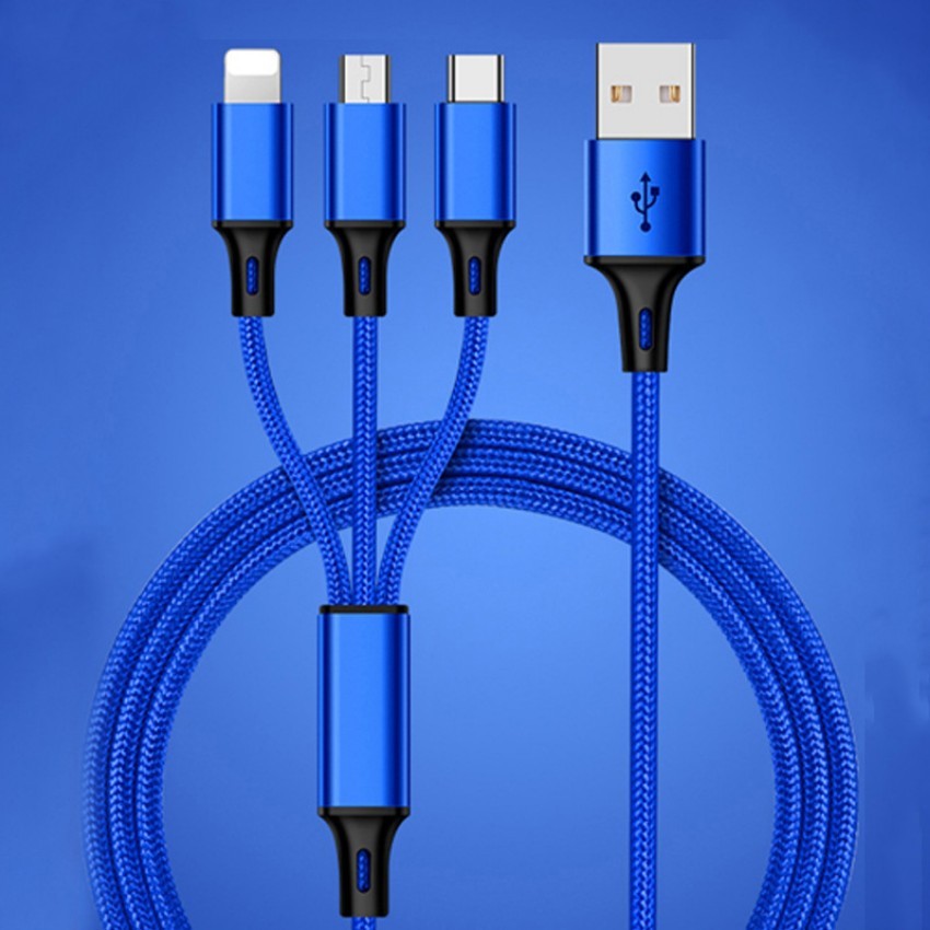 Applicable Apple iPhone Android Type-C 1 for 3 USB data Tiger pattern weaving 3A mobile phone charging line for sale
