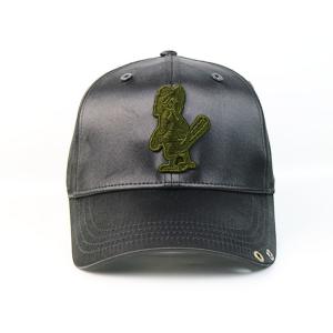 Cheap Small MOQ Soft Silk Customized Black Embroidery Patch metal buckle baseball Hats Caps wholesale