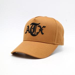 Cheap 3D Embroidered Letter Pattern Baseball Caps Yellow brown 100% Cotton twill Constructed Hat wholesale