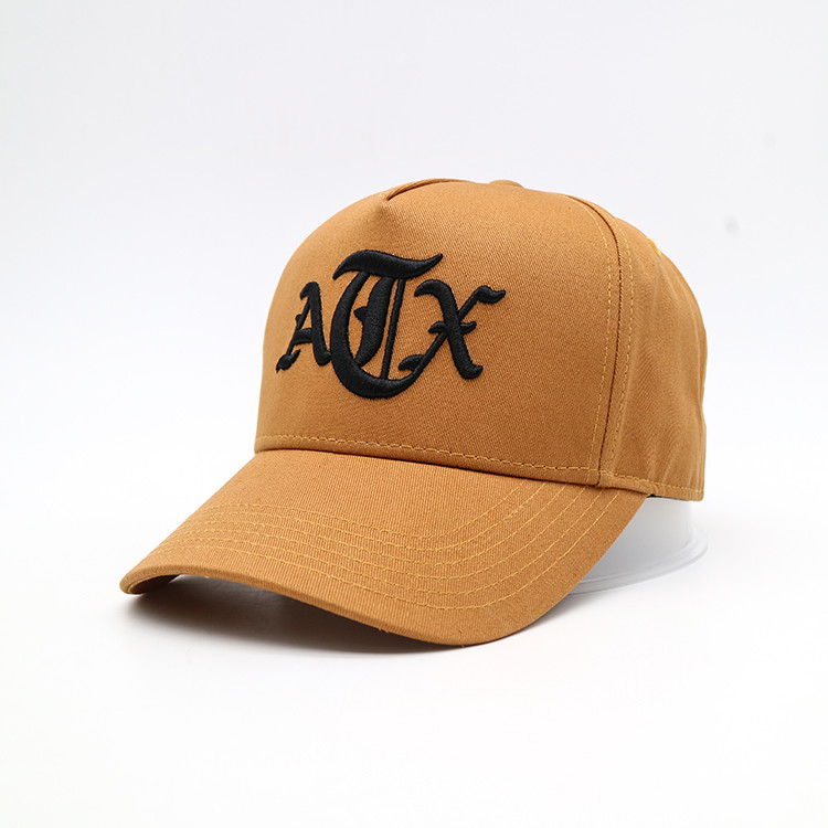 Buy cheap 3D Embroidered Letter Pattern Baseball Caps Yellow brown 100% Cotton twill from wholesalers