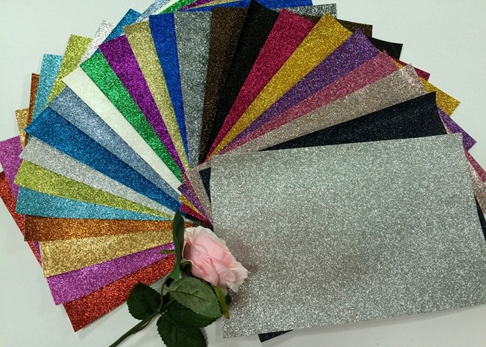 Cheap 1/128" Glitter Mixed Colors PU Glitter Fabric PU Cloth Backing For Christmas Box wholesale