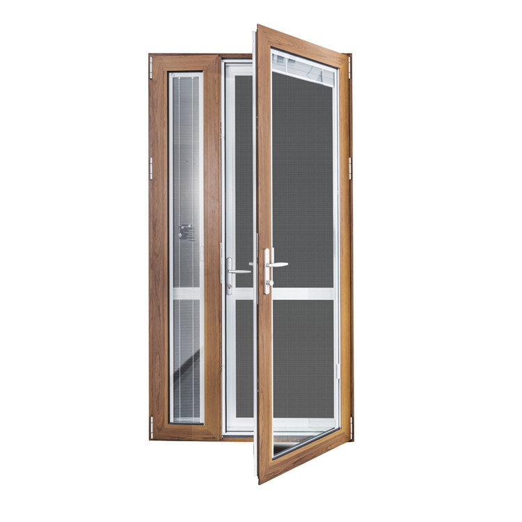Cheap Apartment Aluminium Casement Doors Double Sided With Fiberglass Flyscreen wholesale