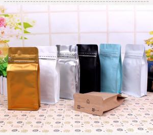 Cheap Custom coffee foil bag with valve and easy-zip zipper flat bag / one way degassing valve coffee bags wholesale