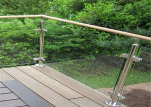 Cheap Durable Glass Balustrade Stainless Steel Handrails , Tempered Glass Railing Systems wholesale