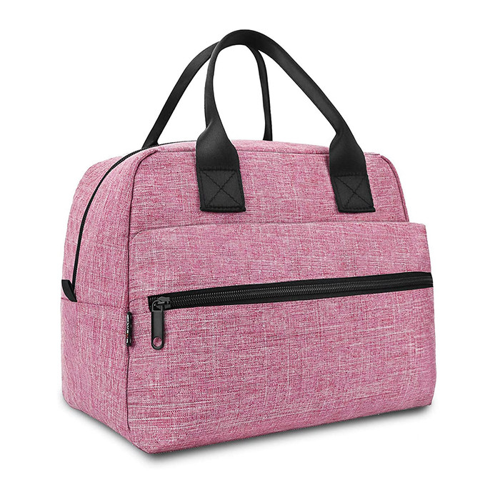 China Pink Insulated Lunch Bag For Women Large Box  Reusable Lunch Boxes Cooler Tote on sale