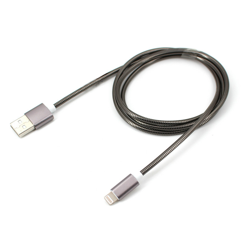 China Pure Color 3FT 6FT Lightning USB Data Cable 5V 2.1A Metal Hose Aluminum Alloy for sale