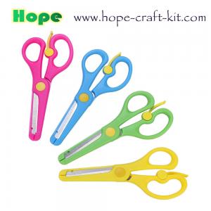 Cheap Kids Toddler DIY Safe Small Scissors Safe Plastic Stainless Steel with Decoration Edge Colorful Hobbies DIY Material wholesale