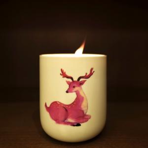 China Smokeless Ceramic Candle Holder 500ml In Gift Box Container For Home Decor on sale