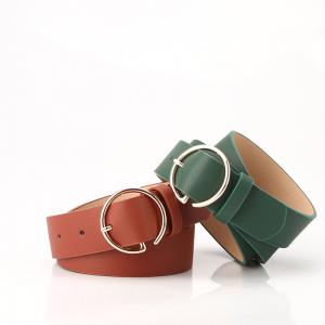 China Female Strap Pu Leather Belts 104cm Round Buckle Belt on sale