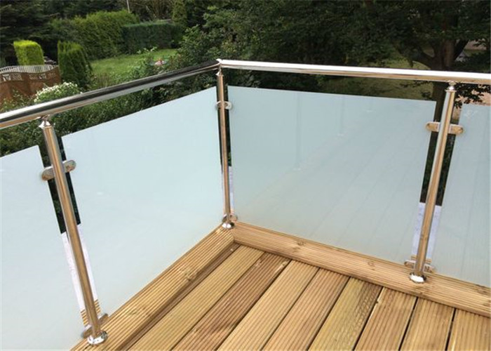 Cheap Outdoor Decking Stainless Steel Glass Railing Tempered Frosted Post Easy Installation wholesale