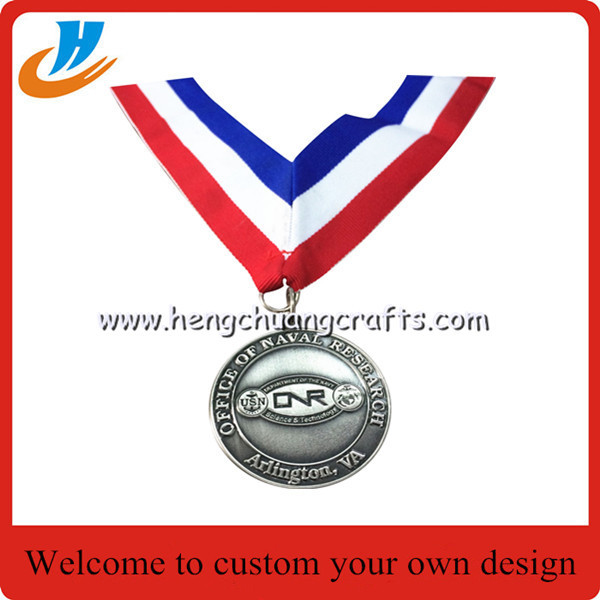Cheap Custom office of naval research medal,Naval metal medal with ribbon wholesale