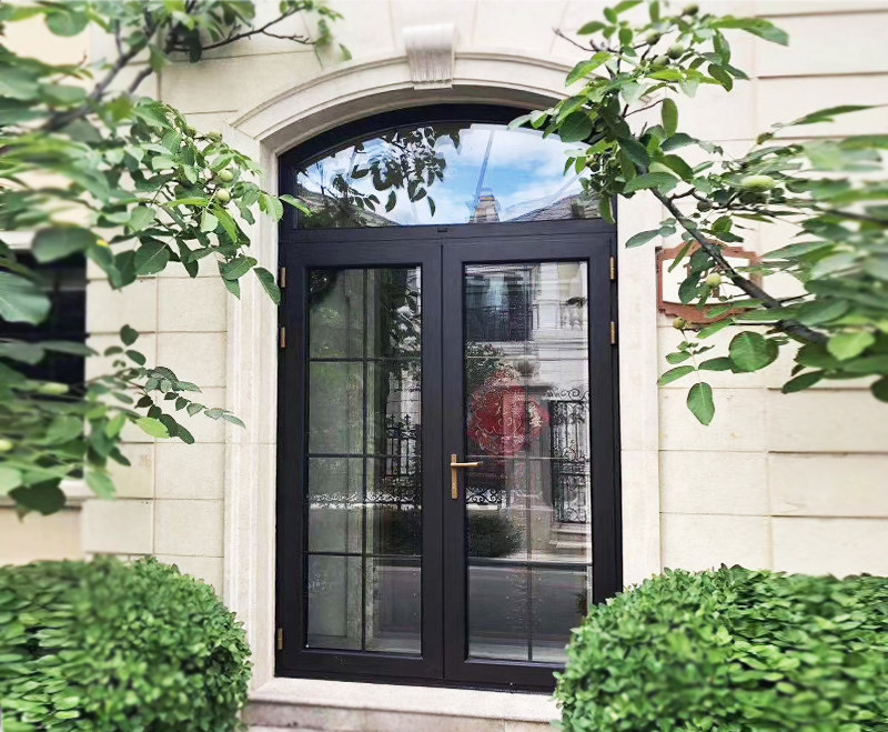 Cheap Round Arched Top Aluminum Casement Doors , Retro Exterior Doors With Hinge wholesale