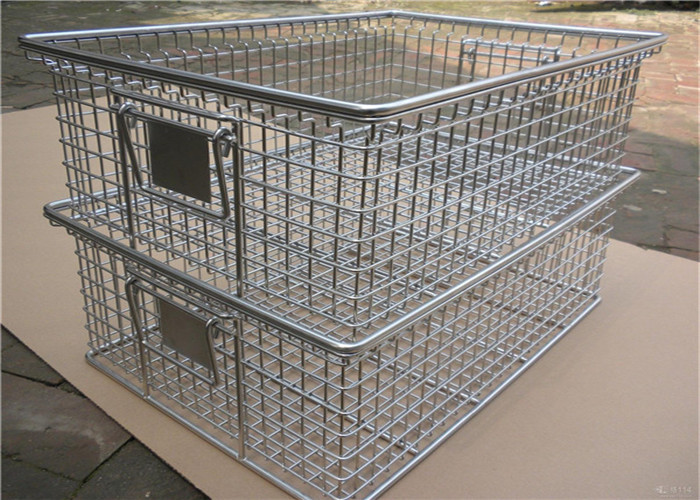 Chrome  Nesting Ss Wire Mesh Baskets Ray , 40mm - 120mm Large Square Wire Basket